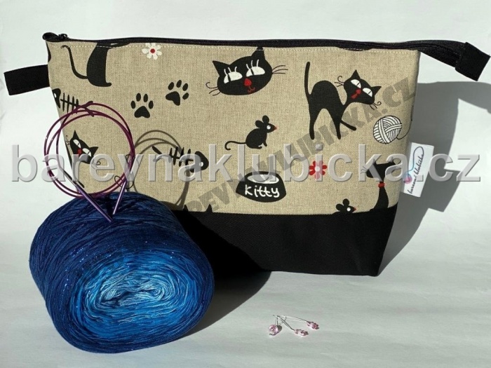 Projektová taška kočky na pletení zapínaná na zip
