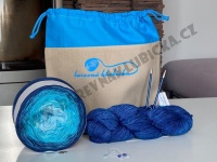 Projektový taška na pletení tyrkysovo/ béžová