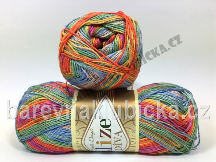 Alize Diva batik oranžovo-modrá 3242