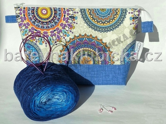 Projektová taška mandala na pletení zapínaná na zip