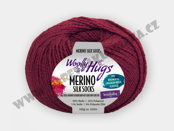 Merino silk socks 238 vínová